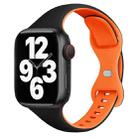 For Apple Watch Series 8 45mm Two Color Slim Butterfly Buckle Silicone Watch Band(Black Orange) - 1
