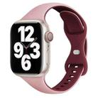 For Apple Watch Series 7 45mm Two Color Slim Butterfly Buckle Silicone Watch Band(Pink Wine Red) - 1