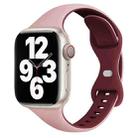 For Apple Watch SE 44mm Two Color Slim Butterfly Buckle Silicone Watch Band(Pink Wine Red) - 1
