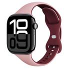 For Apple Watch Series 10 46mm Two Color Slim Butterfly Buckle Silicone Watch Band(Pink Wine Red) - 1