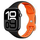 For Apple Watch Series 10 46mm Two Color Slim Butterfly Buckle Silicone Watch Band(Black Orange) - 1