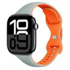 For Apple Watch Series 10 46mm Two Color Slim Butterfly Buckle Silicone Watch Band(Echeveria Blue Orange) - 1