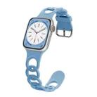 For Apple Watch SE 2023 44mm Donut Hollow Silicone Watch Band(Fog Blue) - 1