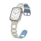 For Apple Watch SE 2023 44mm Donut Hollow Silicone Watch Band(White Fog Blue) - 1