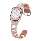 For Apple Watch SE 2023 44mm Donut Hollow Silicone Watch Band(Pink Rose Grey) - 1