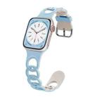 For Apple Watch SE 2023 44mm Donut Hollow Silicone Watch Band(Sky Blue Starlight) - 1