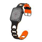 For Apple Watch SE 2022 44mm Donut Hollow Silicone Watch Band(Black Orange) - 1