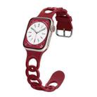 For Apple Watch SE 2022 44mm Donut Hollow Silicone Watch Band(Wine Red) - 1