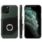 For iPhone 12 Pro Max Fierre Shann Oil Wax Texture Genuine Leather Back Cover Case with 360 Degree Rotation Holder & Card Slot(Black+Green) - 1
