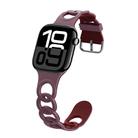 For Apple Watch Series 10 46mm Donut Hollow Silicone Watch Band(Smoke Purple Wine Red) - 1