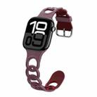 For Apple Watch Series 10 42mm Donut Hollow Silicone Watch Band(Smoke Purple Wine Red) - 1