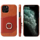 For iPhone 12 mini Fierre Shann Oil Wax Texture Genuine Leather Back Cover Case with 360 Degree Rotation Holder & Card Slot(Light Brown+Dark Brown) - 1