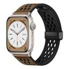 For Apple Watch SE 2023 44mm Hole Style Folding Buckle PU Leather Watch Band(Taupe) - 1