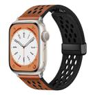 For Apple Watch Series 9 45mm Hole Style Folding Buckle PU Leather Watch Band(Brown) - 1