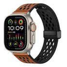 For Apple Watch Ultra 49mm Hole Style Folding Buckle PU Leather Watch Band(Brown) - 1