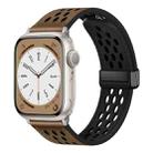 For Apple Watch Series 4 44mm Hole Style Folding Buckle PU Leather Watch Band(Taupe) - 1