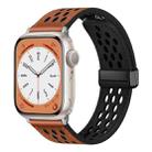 For Apple Watch Series 4 44mm Hole Style Folding Buckle PU Leather Watch Band(Brown) - 1