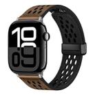 For Apple Watch Series 10 46mm Hole Style Folding Buckle PU Leather Watch Band(Taupe) - 1