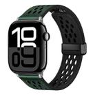 For Apple Watch Series 10 46mm Hole Style Folding Buckle PU Leather Watch Band(Fir Green) - 1