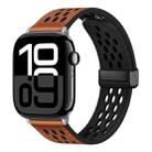 For Apple Watch Series 10 46mm Hole Style Folding Buckle PU Leather Watch Band(Brown) - 1