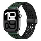 For Apple Watch Series 10 42mm Hole Style Folding Buckle PU Leather Watch Band(Fir Green) - 1