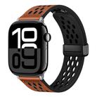 For Apple Watch Series 10 42mm Hole Style Folding Buckle PU Leather Watch Band(Brown) - 1