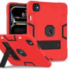 For iPad Pro 11 2024 Contrast Color Silicone Acrylic PC Tablet Case with Holder(Red Black) - 1