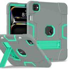 For iPad Pro 11 2024 Contrast Color Silicone Acrylic PC Tablet Case with Holder(Grey Mint Green) - 1