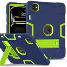 For iPad Pro 13 2024 Contrast Color Silicone Acrylic PC Tablet Case with Holder(Navy Blue Yellow Green) - 1