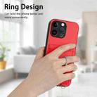 For iPhone 15 Pro Max R20 Crossbody Rope Ring Card Holder Phone Case(Red) - 2