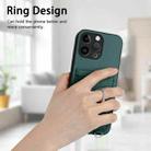 For iPhone 15 Pro Max R20 Crossbody Rope Ring Card Holder Phone Case(Green) - 2