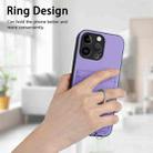 For iPhone 15 Pro Max R20 Crossbody Rope Ring Card Holder Phone Case(Purple) - 2