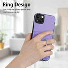 For iPhone 15 Pro R20 Crossbody Rope Ring Card Holder Phone Case(Purple) - 2