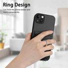 For iPhone 15 Plus R20 Crossbody Rope Ring Card Holder Phone Case(Black) - 2