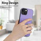 For iPhone 15 R20 Crossbody Rope Ring Card Holder Phone Case(Purple) - 2