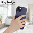 For iPhone 14 Plus R20 Crossbody Rope Ring Card Holder Phone Case(Blue) - 2