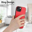 For iPhone 14 R20 Crossbody Rope Ring Card Holder Phone Case(Red) - 2
