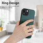 For iPhone 14 R20 Crossbody Rope Ring Card Holder Phone Case(Green) - 2