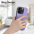 For iPhone 14 Pro R20 Crossbody Rope Ring Card Holder Phone Case(Purple) - 2