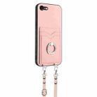 For iPhone SE 2022 / SE 2020 / 8 R20 Crossbody Rope Ring Card Holder Phone Case(Pink) - 3