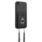 For iPhone SE 2022 / SE 2020 / 8 R20 Crossbody Rope Ring Card Holder Phone Case(Black) - 3