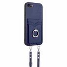 For iPhone SE 2022 / SE 2020 / 8 R20 Crossbody Rope Ring Card Holder Phone Case(Blue) - 3