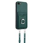 For iPhone SE 2022 / SE 2020 / 8 R20 Crossbody Rope Ring Card Holder Phone Case(Green) - 3