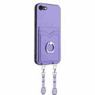 For iPhone SE 2022 / SE 2020 / 8 R20 Crossbody Rope Ring Card Holder Phone Case(Purple) - 3