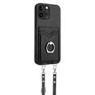 For iPhone 13 Pro Max R20 Crossbody Rope Ring Card Holder Phone Case(Black) - 3