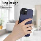 For iPhone 13 R20 Crossbody Rope Ring Card Holder Phone Case(Blue) - 2