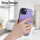 For iPhone 13 R20 Crossbody Rope Ring Card Holder Phone Case(Purple) - 2