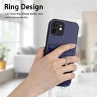 For iPhone 12 R20 Crossbody Rope Ring Card Holder Phone Case(Blue) - 2