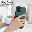 For iPhone 12 R20 Crossbody Rope Ring Card Holder Phone Case(Green) - 2