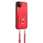 For iPhone 11 Pro Max R20 Crossbody Rope Ring Card Holder Phone Case(Red) - 3